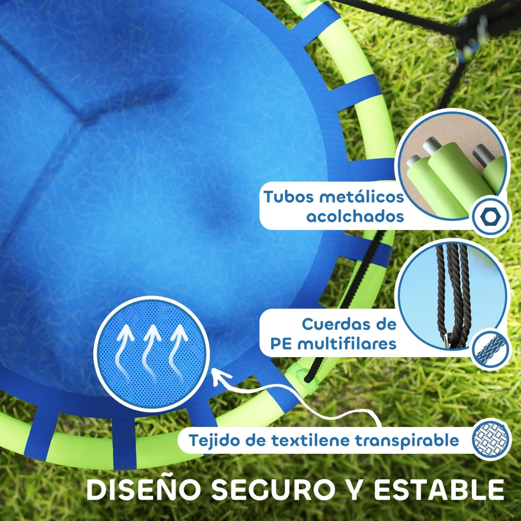 Altalena da Giardino per Bambini ¨C Minimal ¨C ?100x180 cm Blu e Verde