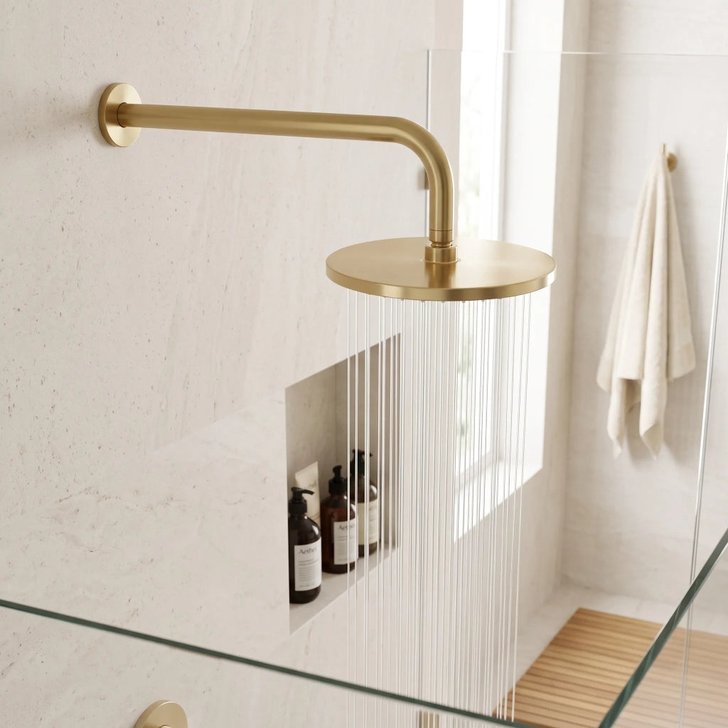 Braccio Doccia Rotondo Rea Js-9021 40cm Brush Gold