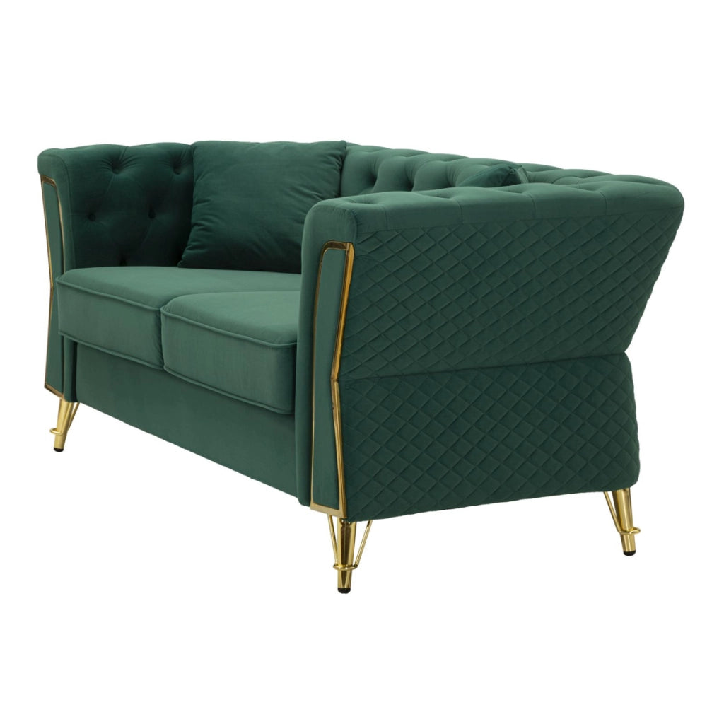 Divano VKH39, Verde, Legno, 162x83x76 cm