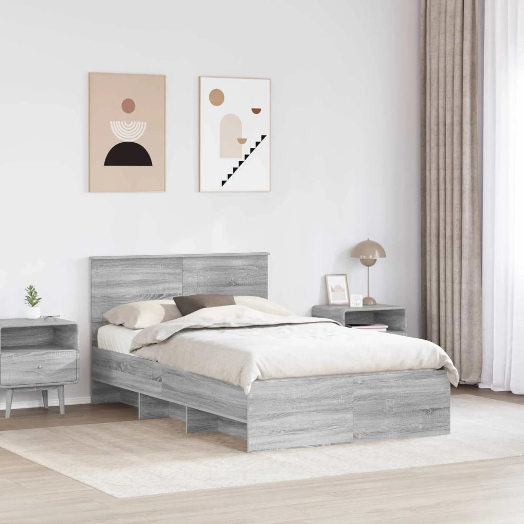 Struttura del letto con testiera Grigio Sonoma 120 x 123 cm 3408870