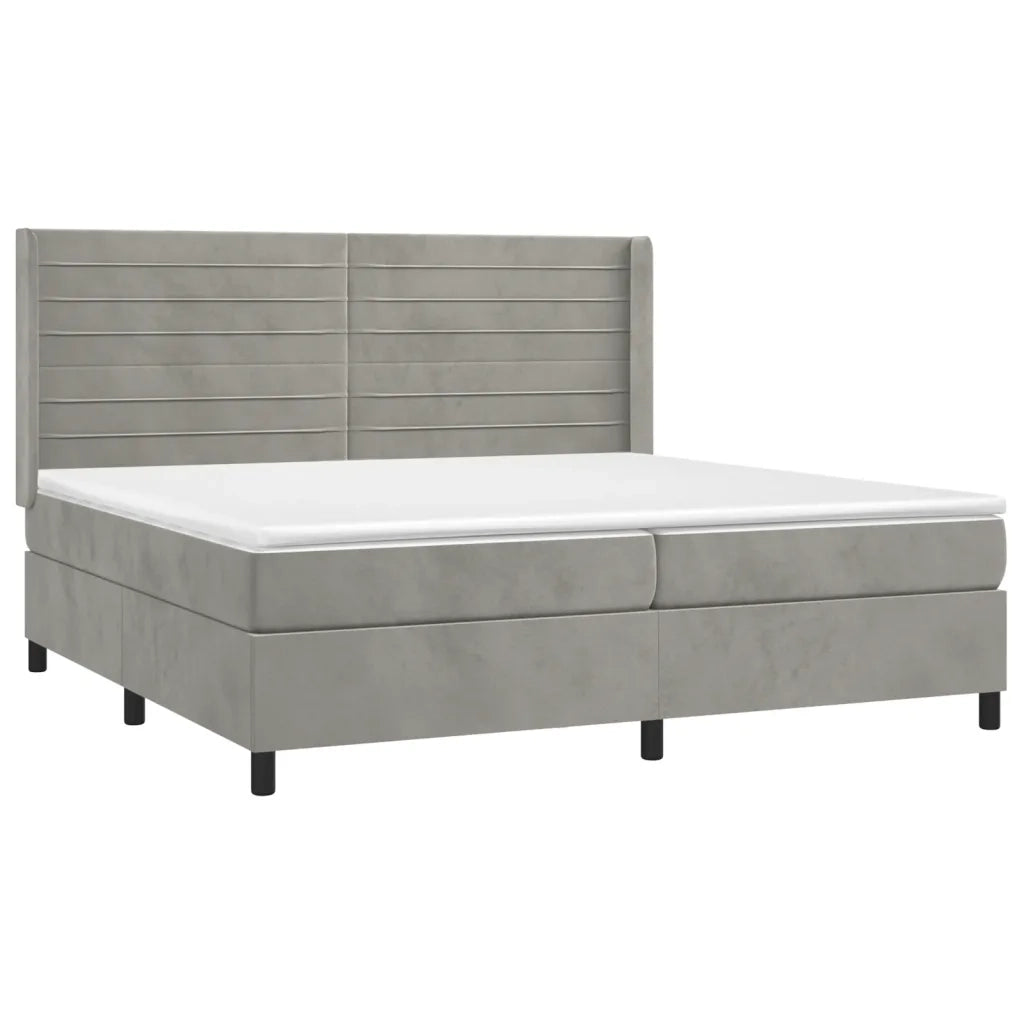 Letto a Molle Materasso e LED Grigio Chiaro 200x200 cm Velluto 3139643