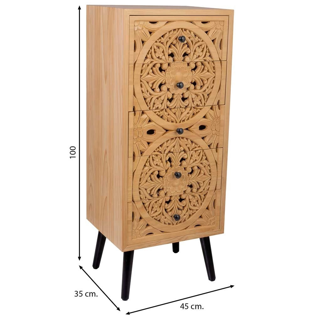 Cassettiera in legno marrone 45x35x10