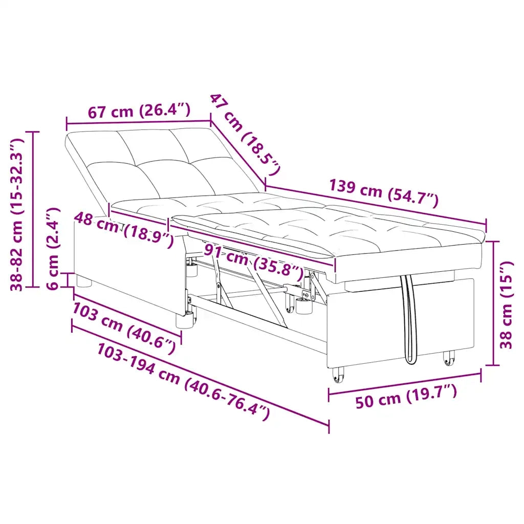Divano Letto Estraibile Blu 194 x 50 x 82 cm Tessuto 42008589