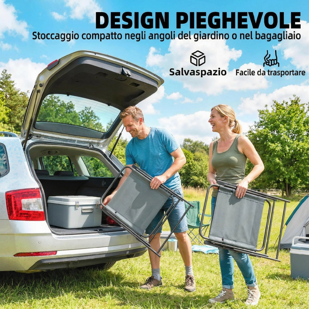 Sedia Pieghevole da Giardino ¨C Minimal ¨C Grigio, Set di 2
