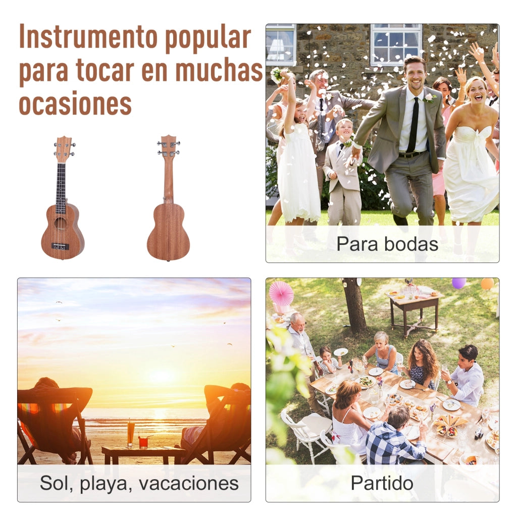 Ukulele Soprano per Principianti ¨C Minimal ¨C 53x17,5x6,2cm Legno