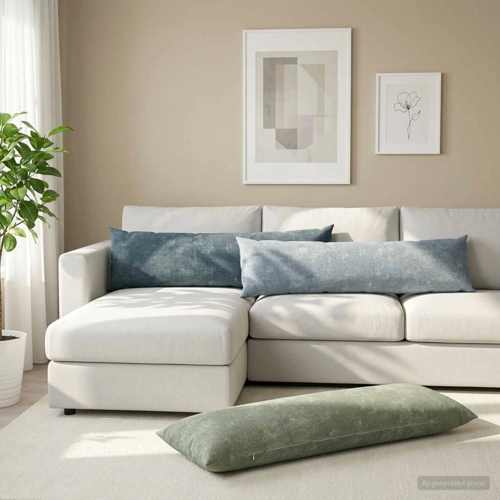 Federa 2 pz HEERLEN Blu 40 x 145 cm Tessuto Chenille 908928