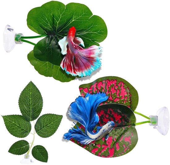 Matrimonio per Acquario - Simulazione Foglie - 3 Pezzi - Decorazione per Acquario con Fissaggio - Simulazione di Foglie per Acquario con Tecnologia di Simulazione di Foglie - Peso Leggero - Posizionamento per Acquario
