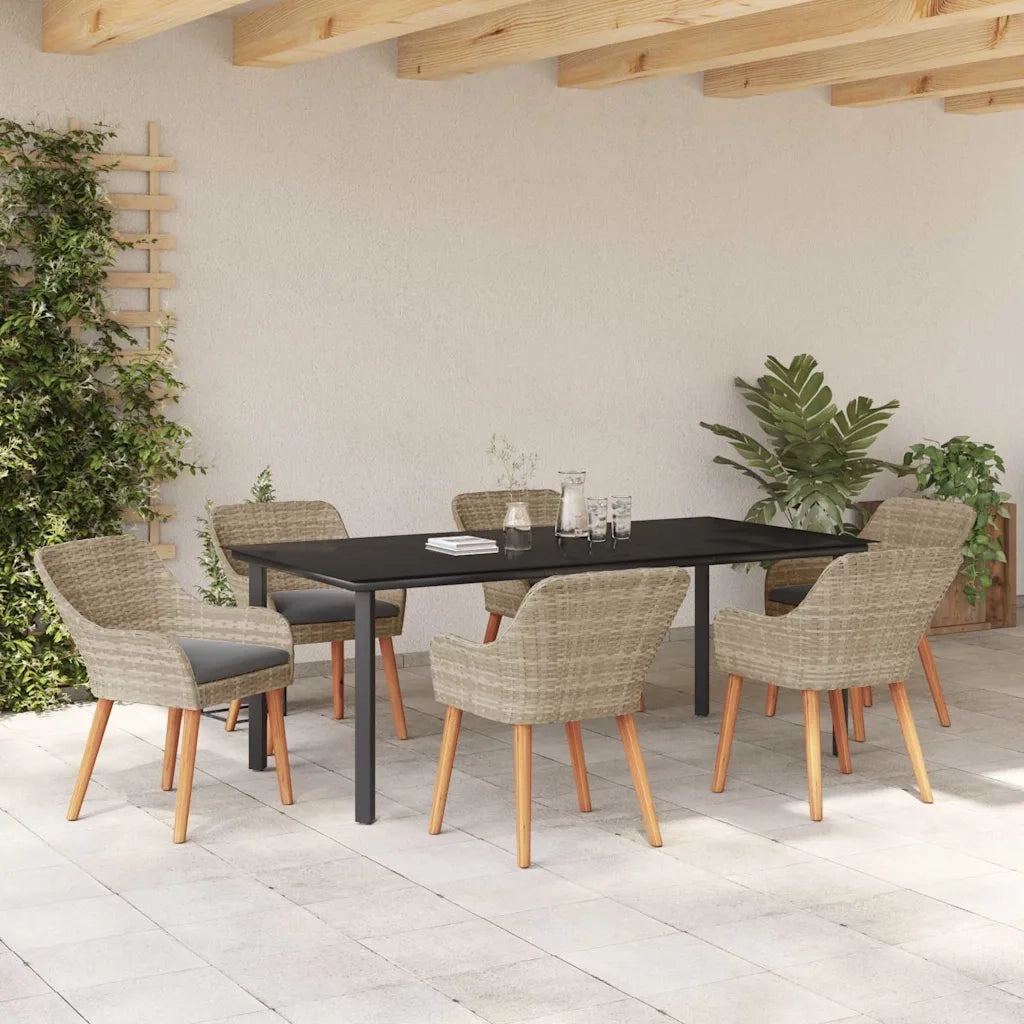 Set da Pranzo per Giardino 7 pcs Grigio chiaro polyrattan 3261717