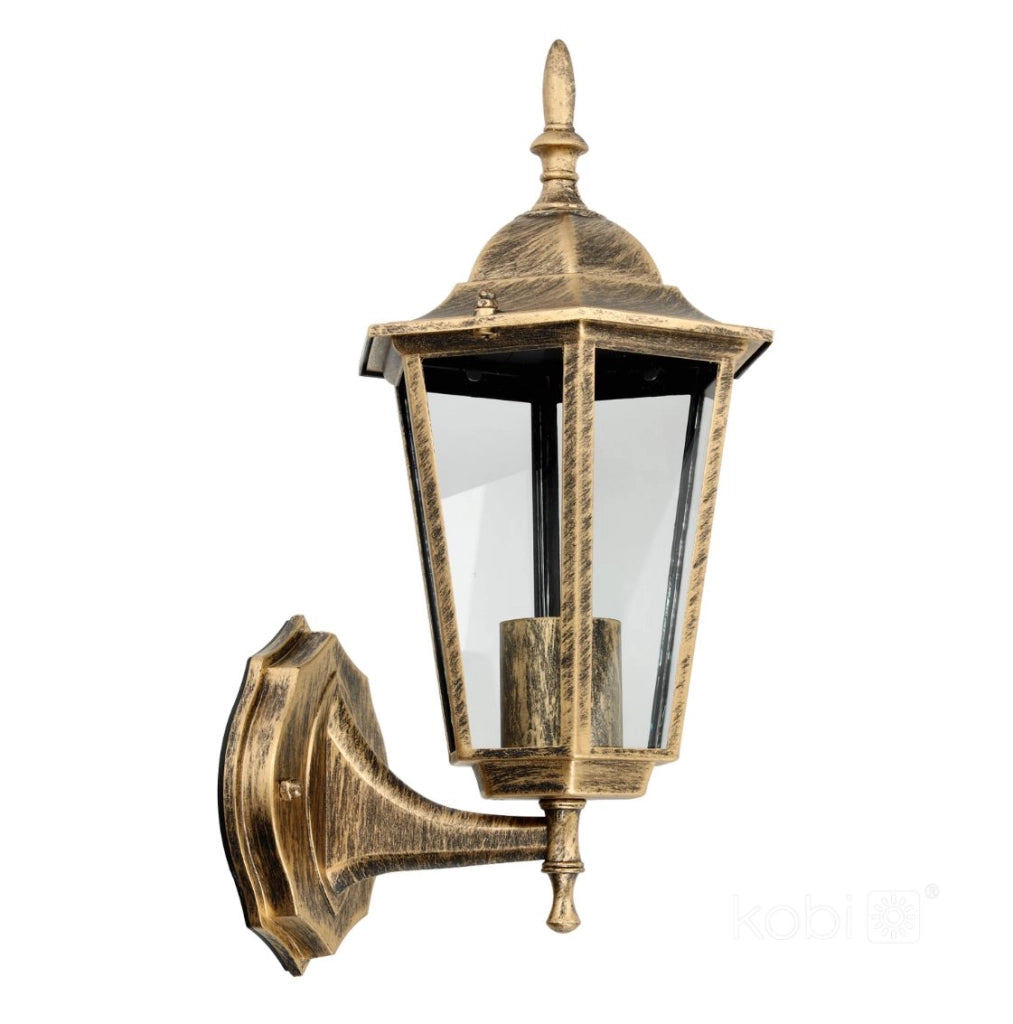 Applique esterna retro verso l’alto oro E27 IP54 Kobi