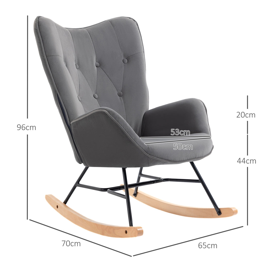 Poltrona a Dondolo in Velluto ¨C Minimal ¨C Grigio Scuro