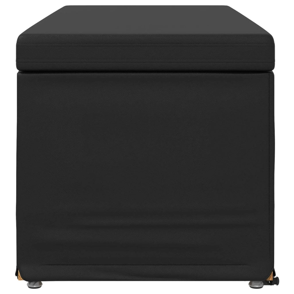 Pouf Nero Pelle Sintetica e Legno Ingegnerizzato 876801