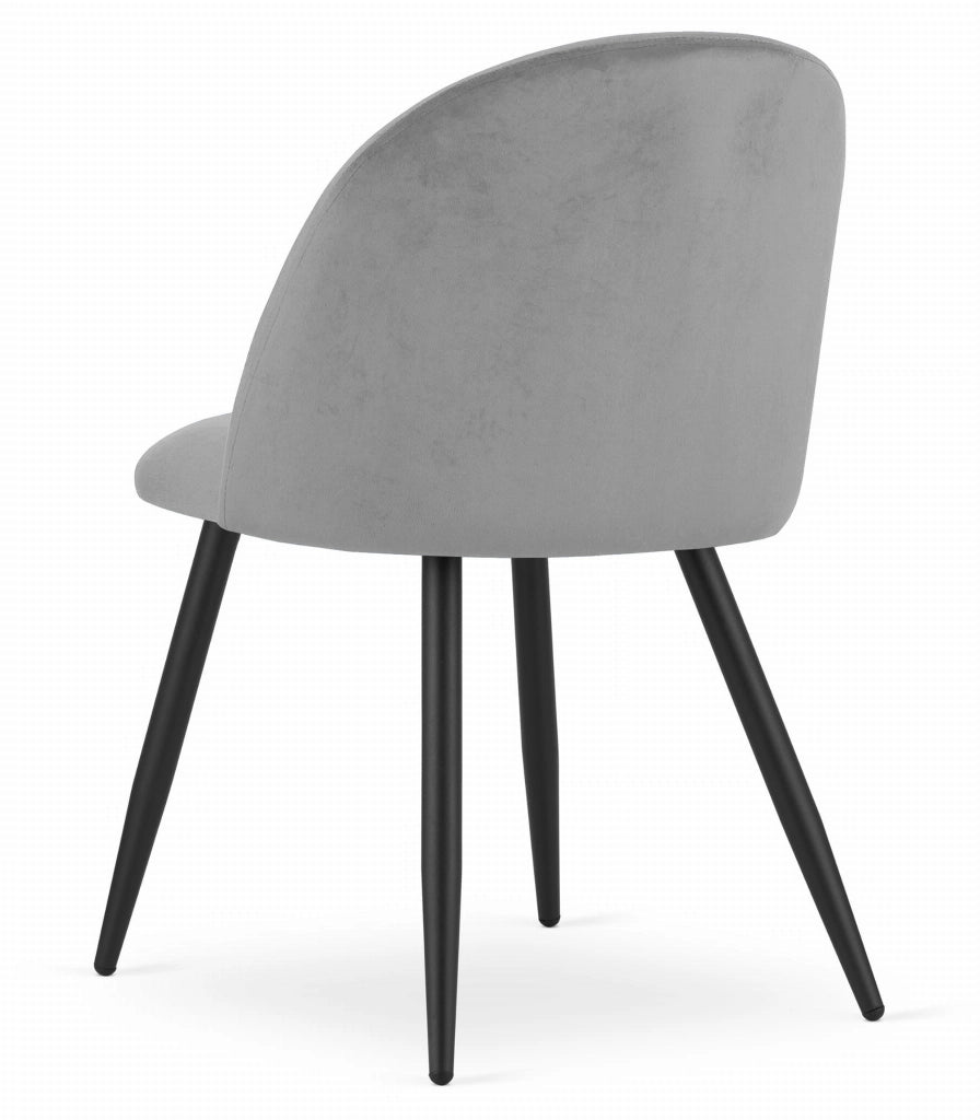 Sedia Valora Bello in velluto grigio chiaro con gambe nere