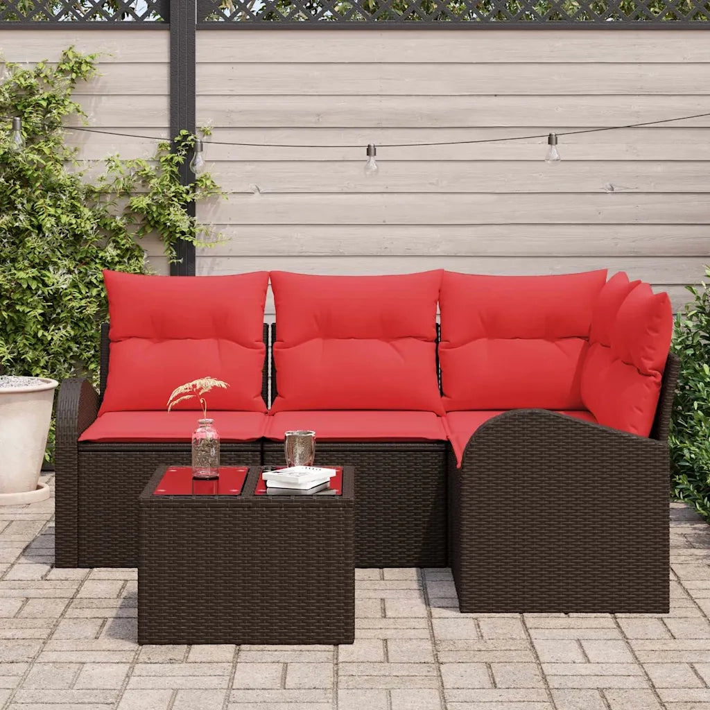 Set Divano da Giardino 5 pcs Marrone polyrattan 3346034
