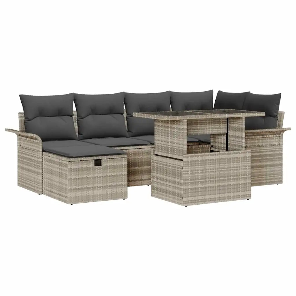 Set Divano da Giardino 7 pcs Grigio chiaro Poly Rattan 3361011
