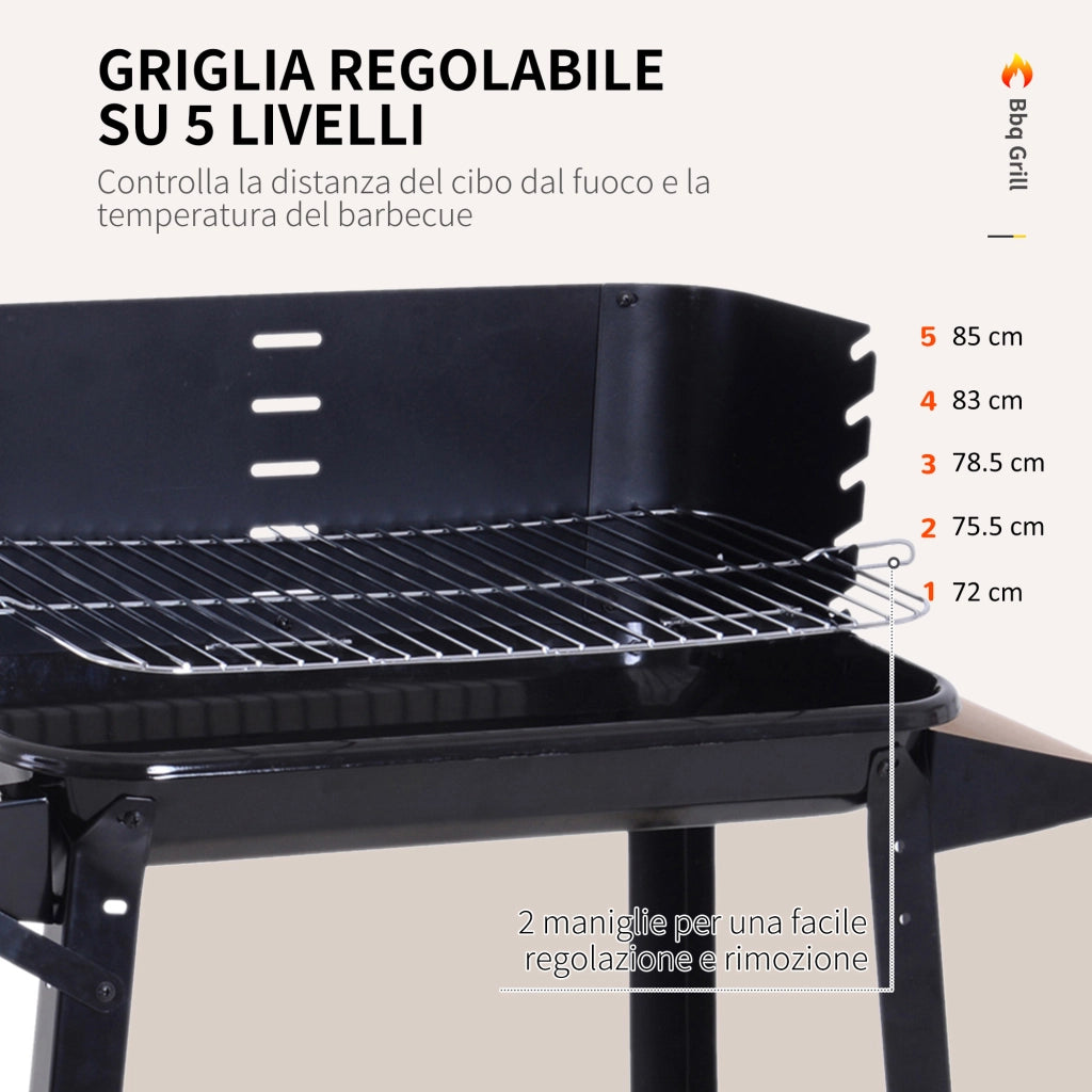 Barbecue a Carbone con Griglia Regolabile ¨C Xylo ¨C Nero 83x37x87cm