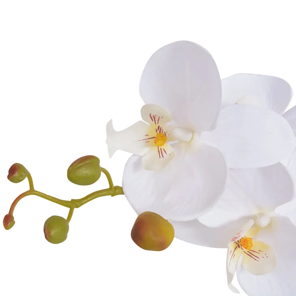 Orchidea Artificiale con Vaso-Piante Decorative 75 cm Bianca