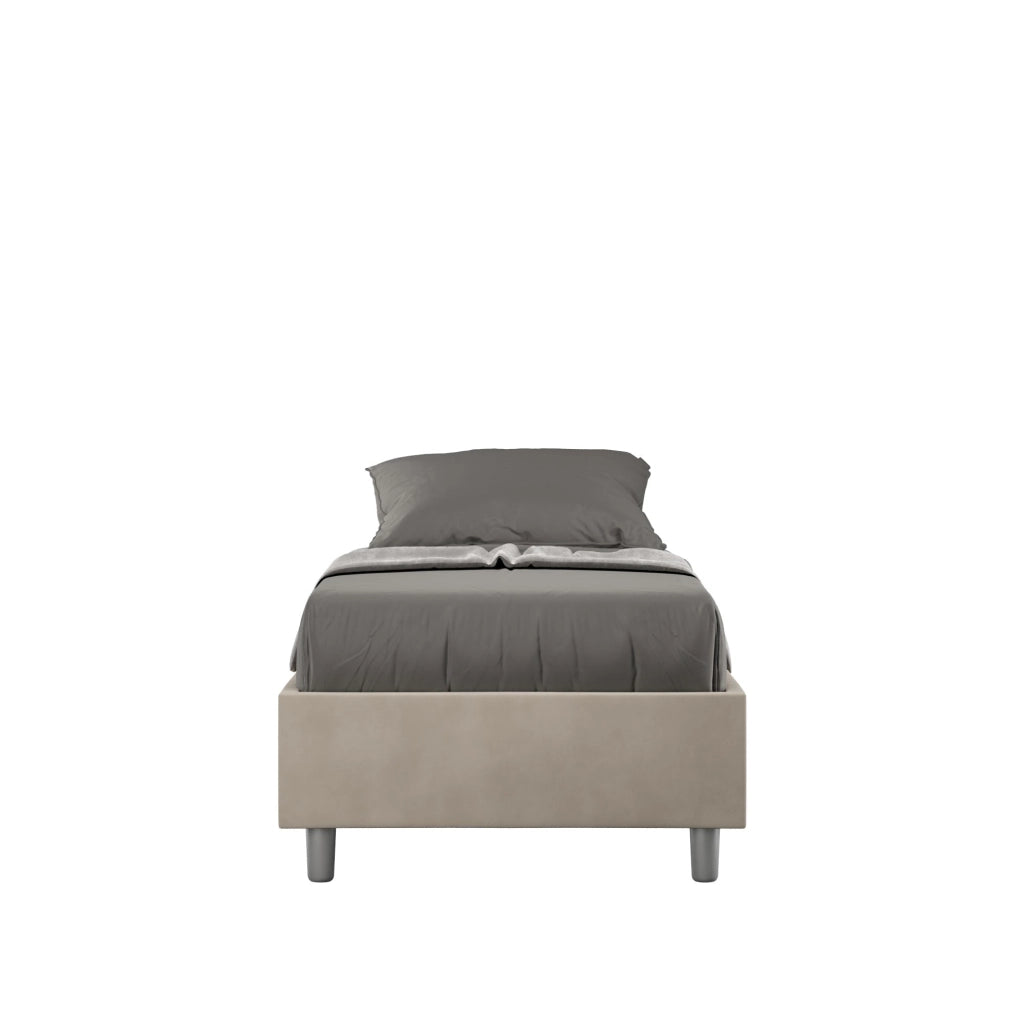 Letto 1 Piazza e Mezzo Sommier 120x200 cm con Rete e Contenitore Azelia Sabbia