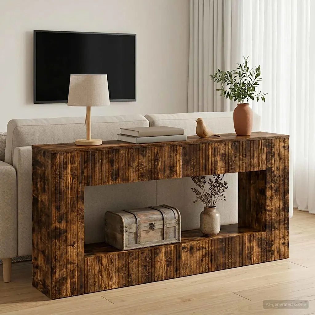 Tavolo Consolle | Tavolo d'Ingresso Rigato Quercia Affumicata 155 x 29 x 74 cm