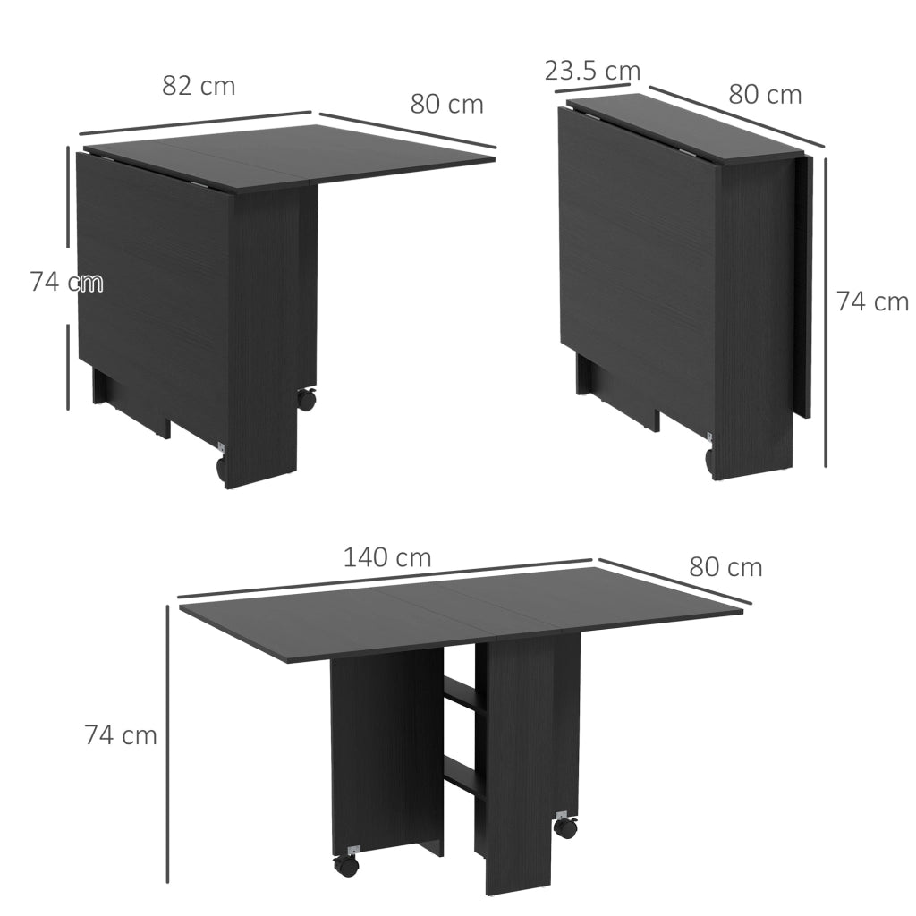 Tavolo Pieghevole per 6 Persone con Ruote ¨C Minimal ¨C Nero