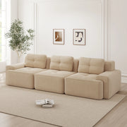 Divano modulare 3 posti - Zephmum - Tessuto velluto a coste beige