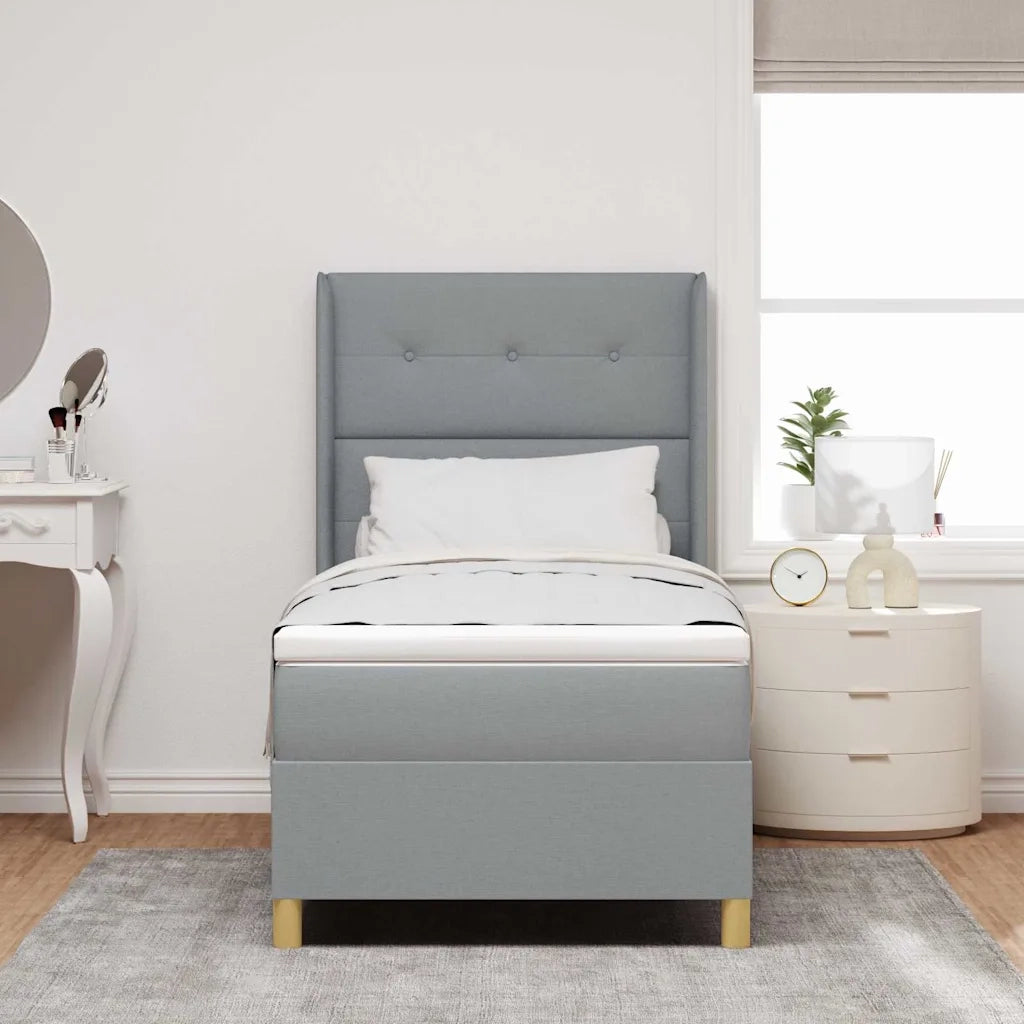Letto a molle con materasso Grigio chiaro 140 x 190 cm Tessuto