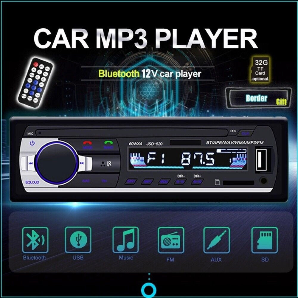 Trade Shop - Autoradio Lettore Mp3 Ca001b Sistema Audio Auto Universale 1 Din Bluetooth Aux -