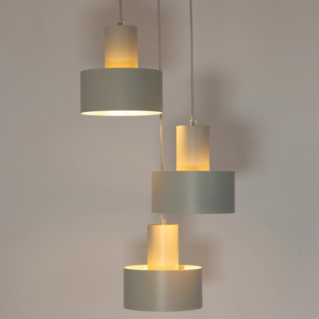 Lampada a sospensione industriale 3 luci grigio/beige Ø33