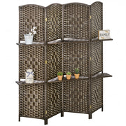 Paravento Separatore 4 Pannelli con 2 Ripiani ¨C Xylo ¨C Marrone 160x170 cm