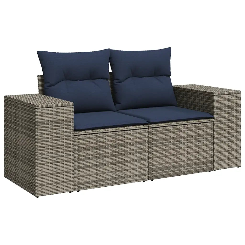 Set Divani da Giardino 7 pz con Cuscini Grigio in Polyrattan 3325876