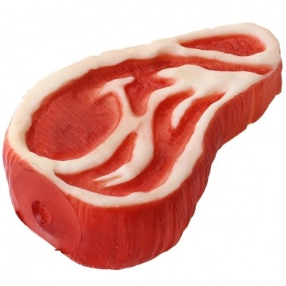 Trade Shop - Giocattolo Bistecca Gomma Suono Stridulo Toy Squeaky Resistente Masticare Cani -
