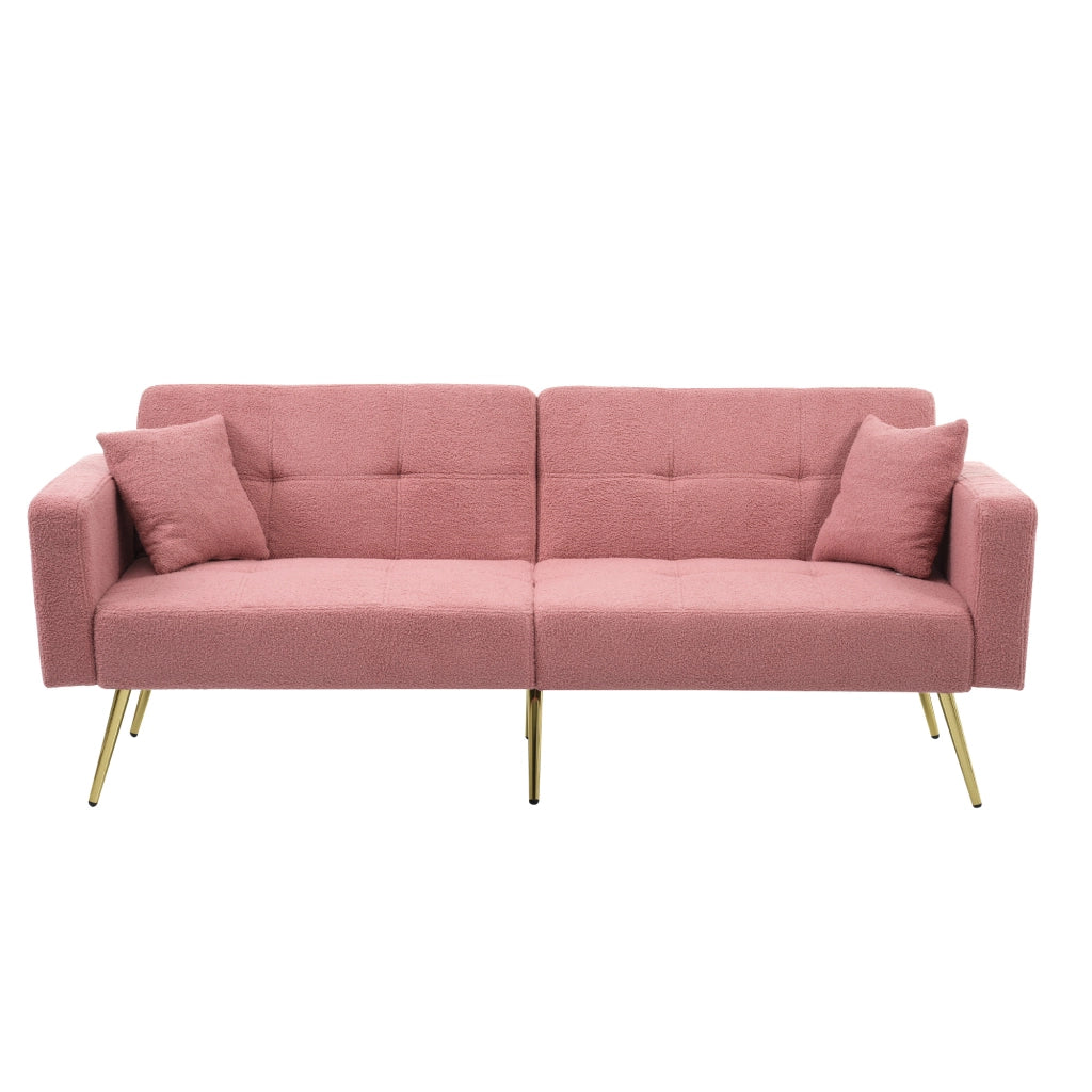 Divano letto angolare regolabile - Zephmum- Gambe dorate con cuscini e tasche laterali
