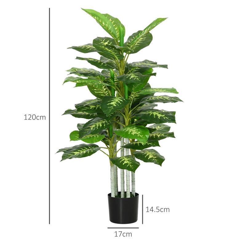 PIANTA ARTIFICIALE DECORATIVA ALTA 120 CM CON VASO NERO PER INTERNI ED ESTERNI