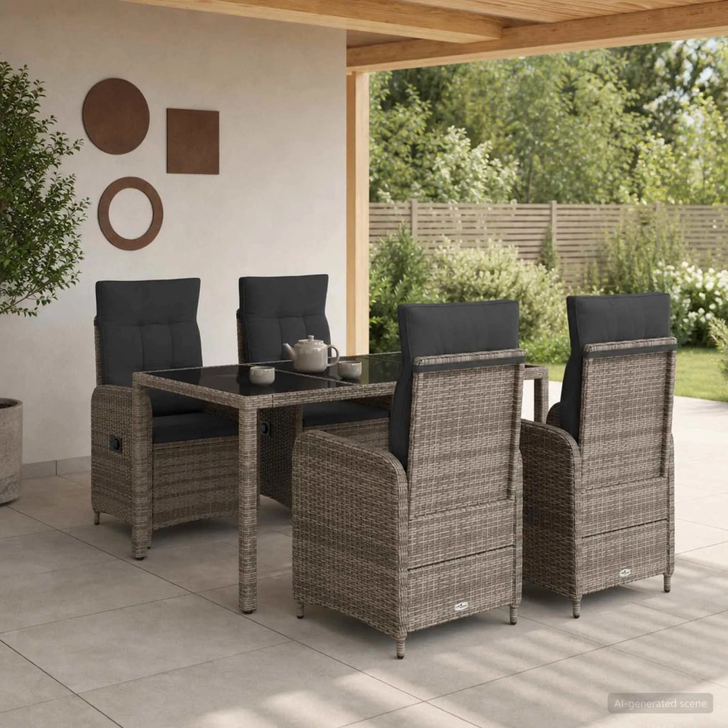 Set da pranzo per esterni 5 pz Grigio chiaro e grigio scuro 3422322