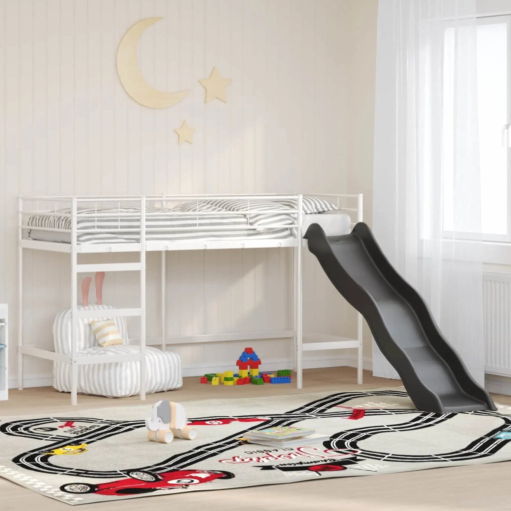 Letto loft per bambini con scivolo Bianco e Antracite 42020780