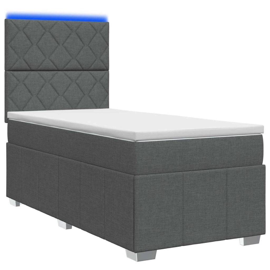 Letto Box Spring LED con Materasso Grigio Scuro 80 x 200 cm 3455480
