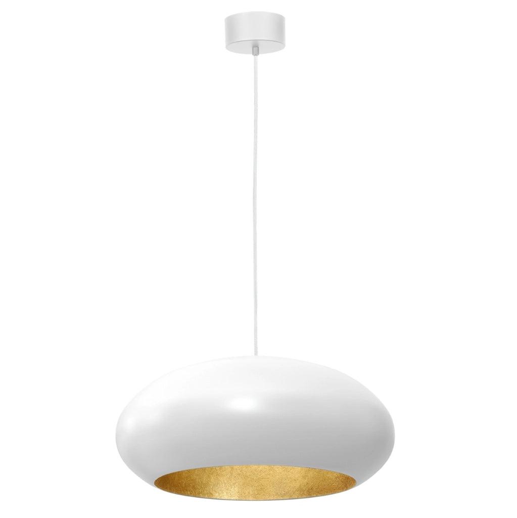 Lampada a sospensione ovale bianca oro Ø50 E27 Luminex