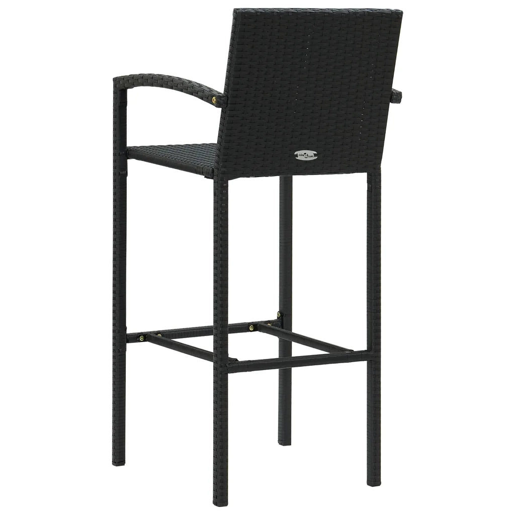 Sgabelli da Bar 2 pz in Polyrattan Nero 362581
