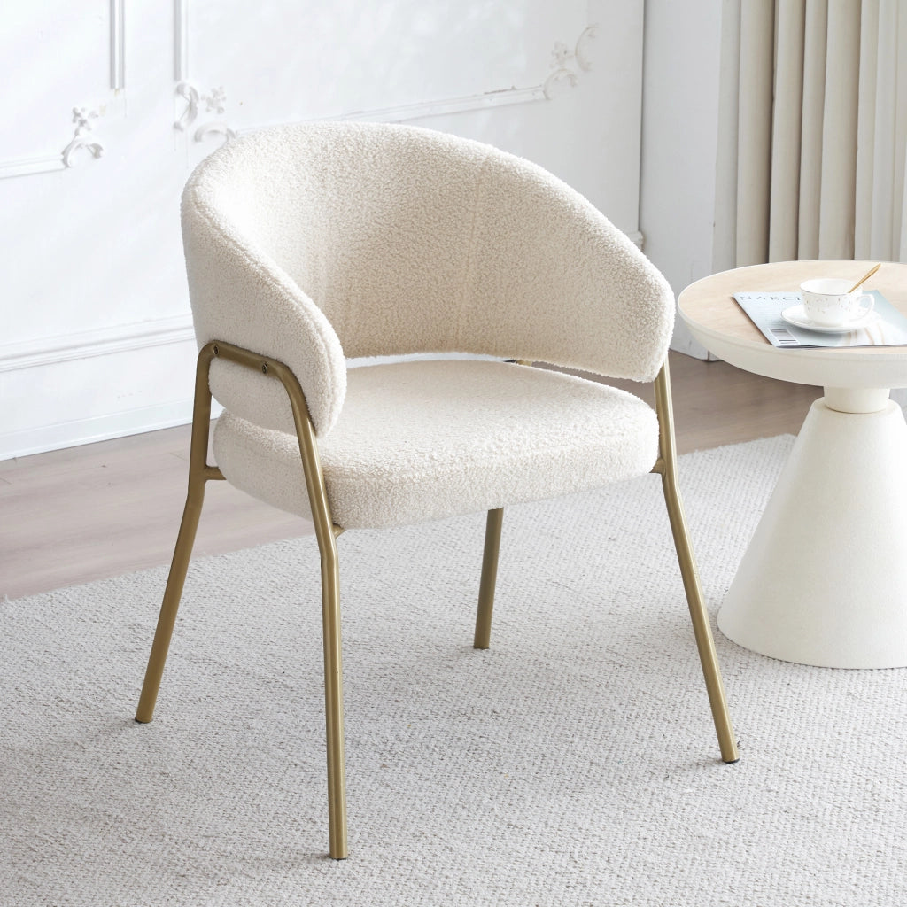 Sedia da Pranzo in Velluto Bianco con Gambe Oro ¨C MINIMAL ¨C Set 4 Pezzi