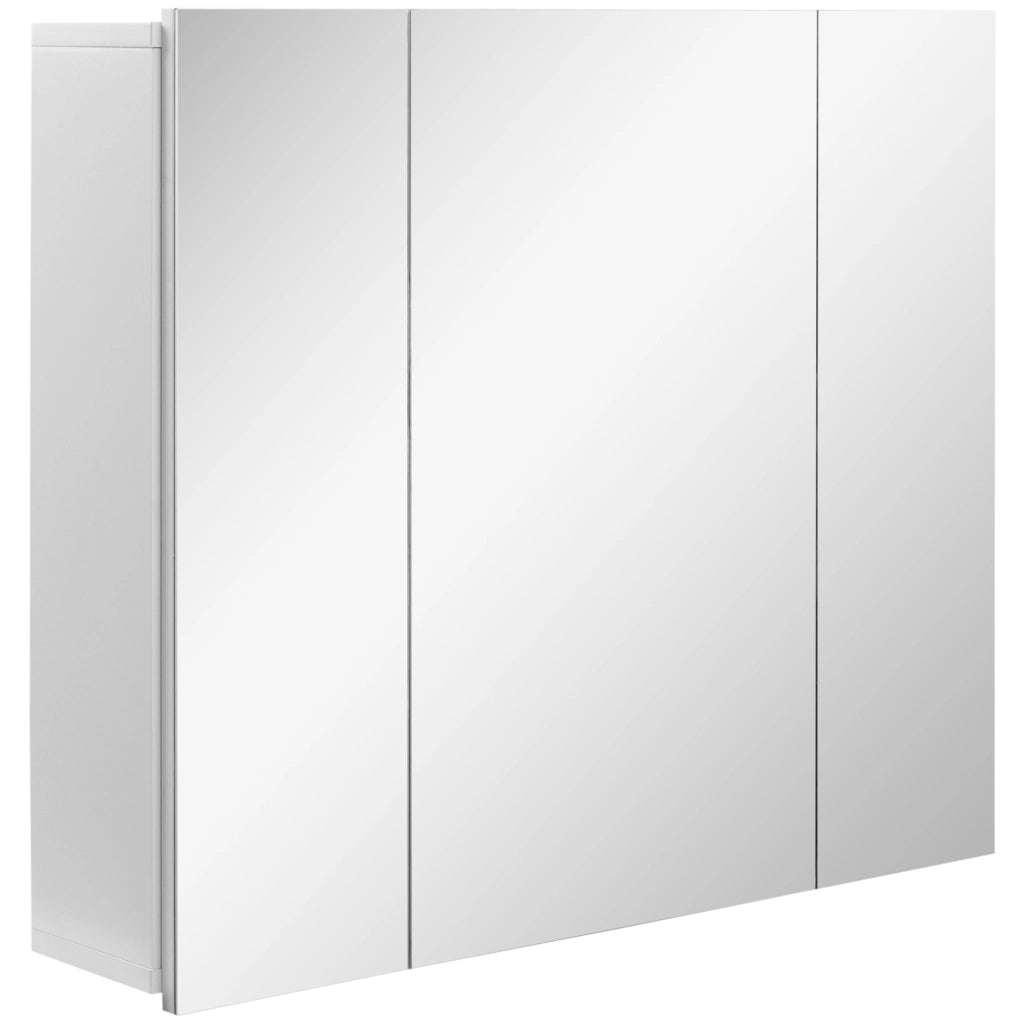 Mobile Bagno con 3 Ante Specchiate e Ripiani Regolabili ¨C zephmum ¨C 70x15x60cm, Bianco
