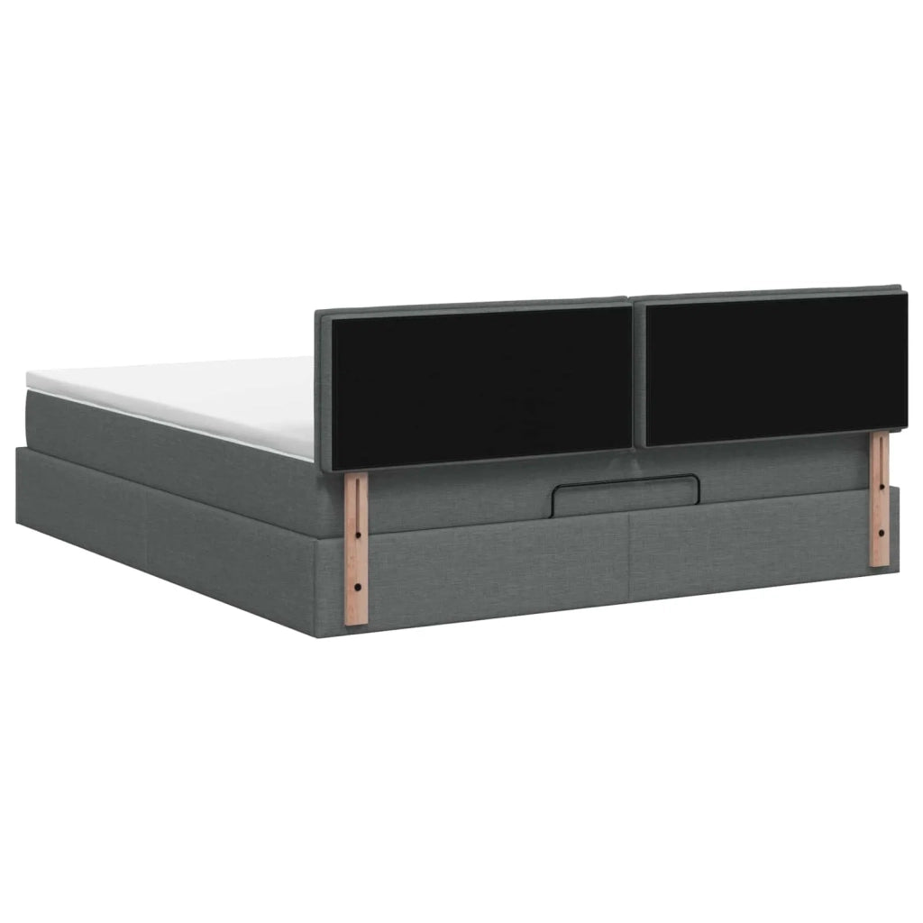 Letto ottomano con materasso Grigio Scuro 160 x 200 cm Tessuto 3456255