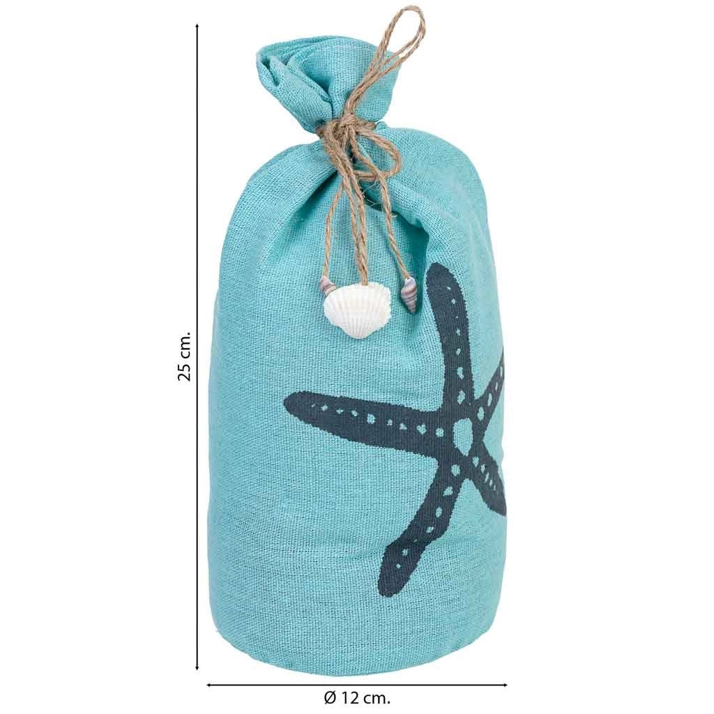 Fermaporta in cotone con stella blu, 12x12x25h cm