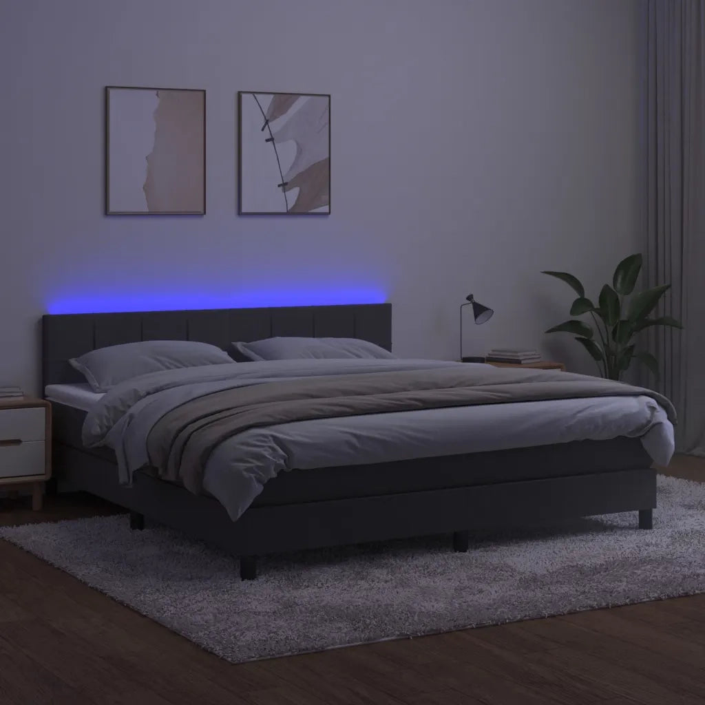 Letto a Molle con Materasso e LED Grigio Scuro 160x200 cm 3134412