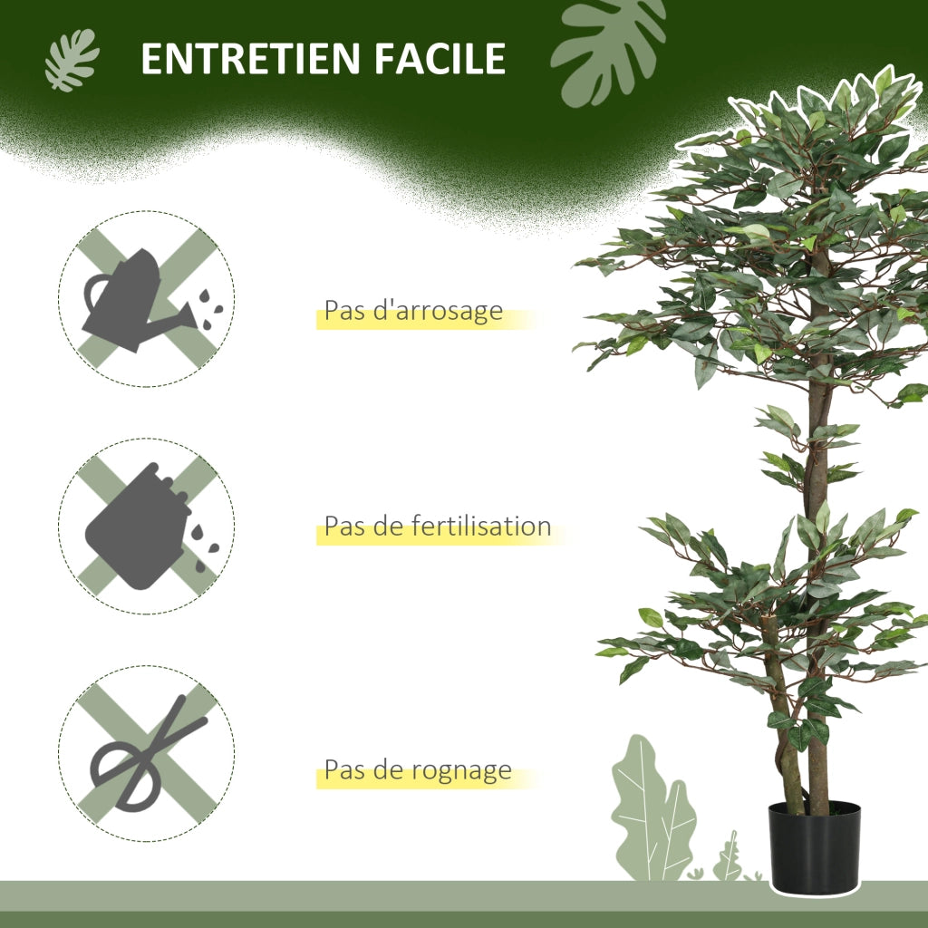 Albero Finto Ficus Artificiale ¨C Minimal ¨C 1.5m Verde Realistico con Vaso