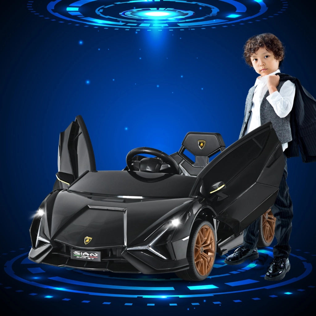 Macchina cavalcabile per bambini con telecomando e luci LED, Veicolo elettrico a batteria 12 V Nero