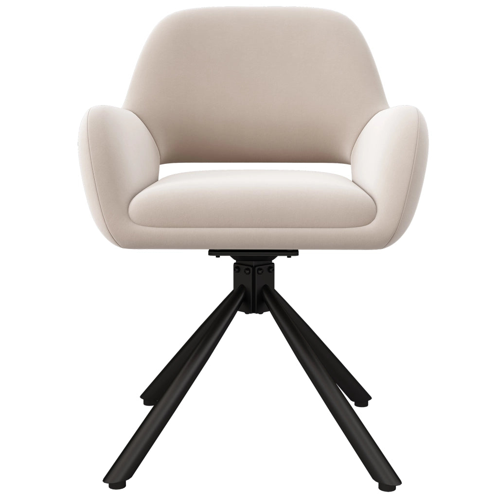 Sedia da pranzo girevole - Zephmum- 4 pezzi, braccioli, velluto, beige