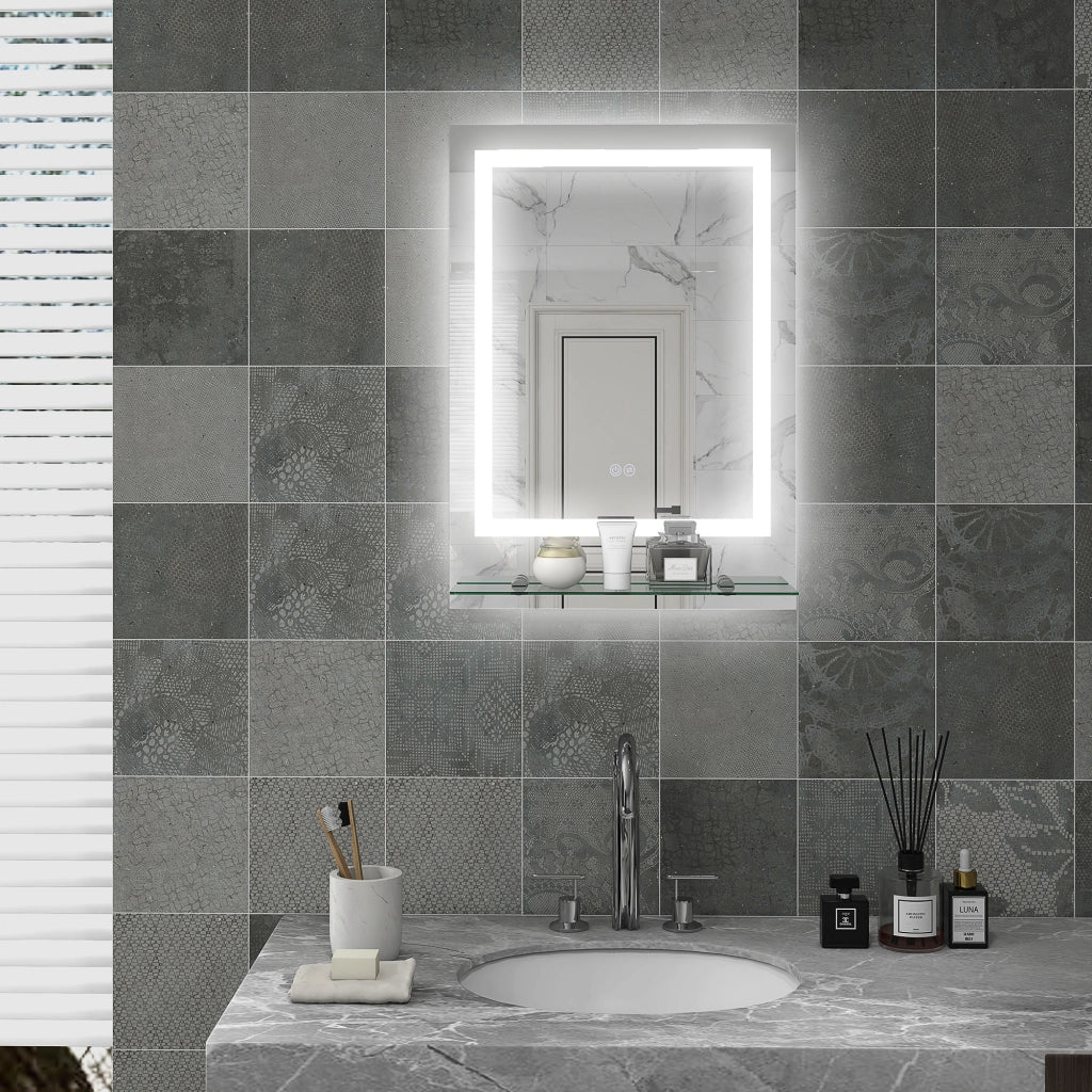 Specchio da bagno rettangolare a LED sospeso ¨C zephmum ¨C 70x50 cm