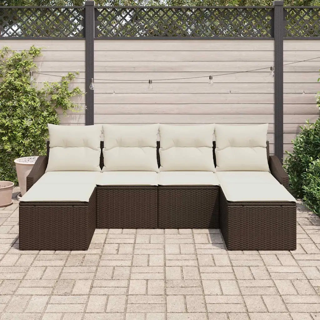 Set di divani con cuscino 6 pcs Marrone polyrattan 3346828
