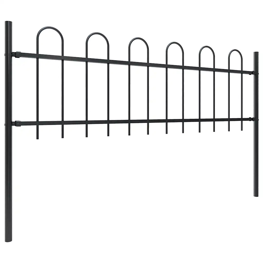 Recinzione da Giardino | Recinzione da cortile con Parte Superiore ad Anello in Acciaio 714,5x60 cm Nero