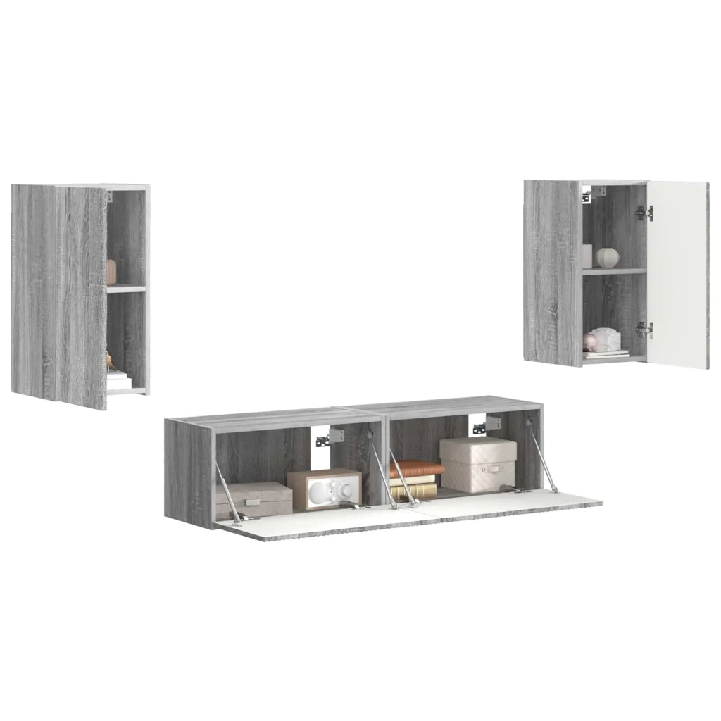 Set mobile TV 4 pcs Grigio Sonoma Legno multistrato