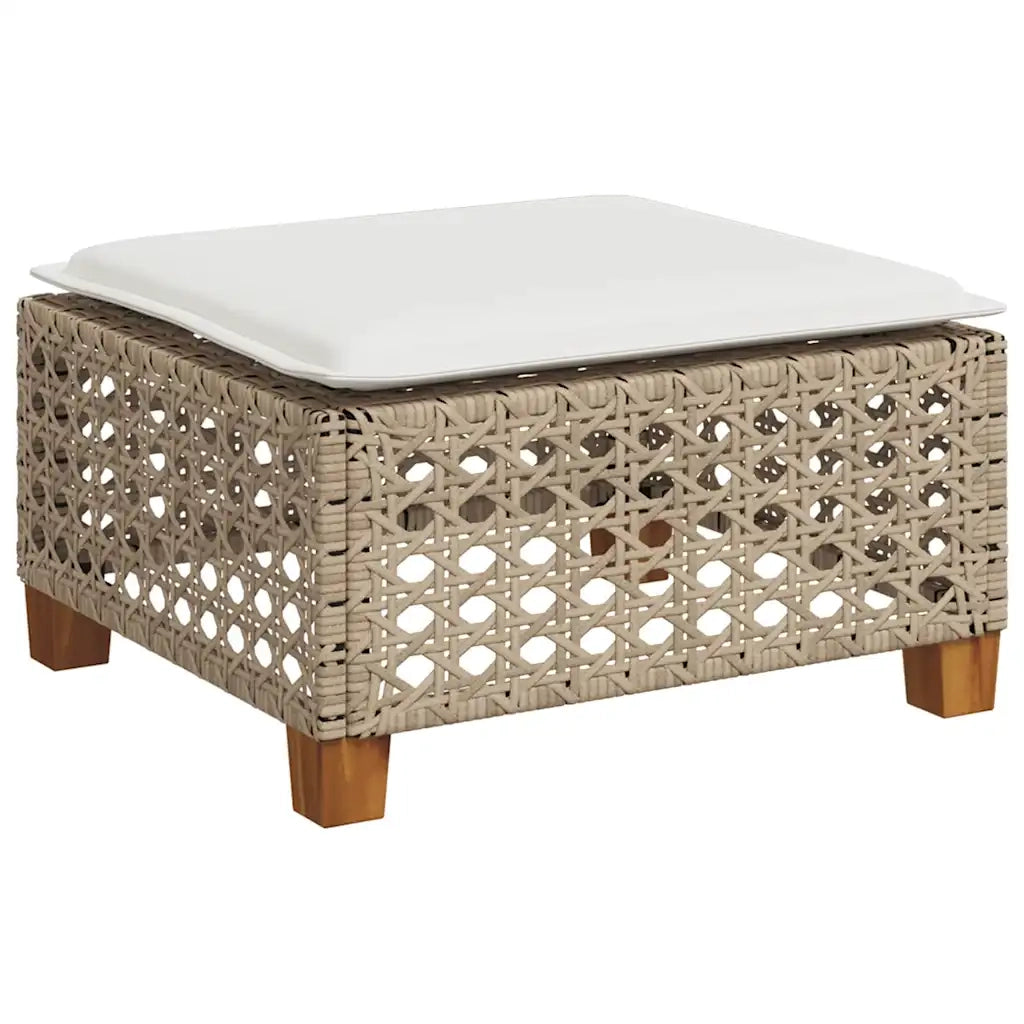 Set Divano da Giardino 9 pz con Cuscini Beige in Polyrattan